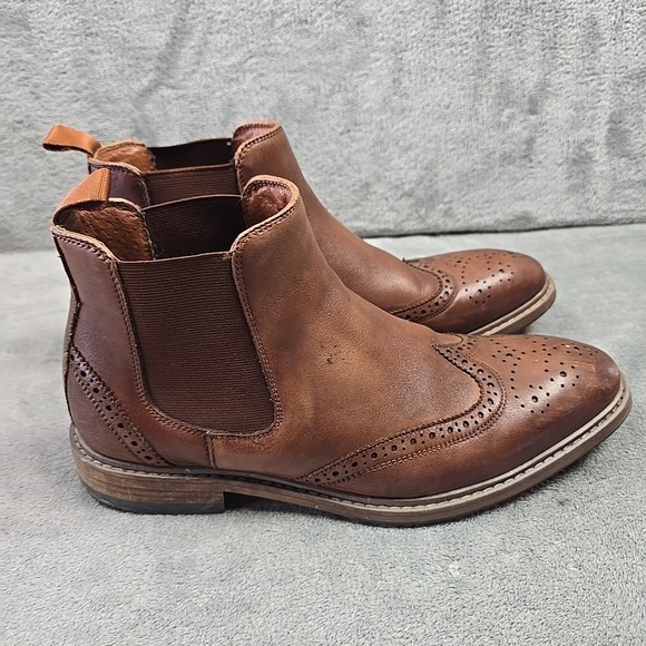 Florsheim Chelsea Brown Leather Wingtip Pull On Ankle Boots Mens Size 8 M - Picture 5 of 12